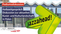 Veranstaltungsgrafik zum jazzahead!-Halbzeitgespräch in der Bremischen Bürgerschaft