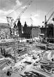 Historische Fotografie der Baugrube für das Haus der Bürgerschaft