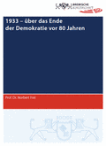 Titelseite der Broschüre „1933 - über das Ende der Demokratie vor 80 Jahren“