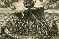 Kirche, Schiffe, Kirchenschiffe Bild von einem historischen Holzschnitt eines Schiffs mit vielen Menschen