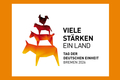 Das Logo der Einheitsfeier mit den Stadtmusikanten