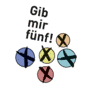 Grafik mit dem Slogan der Kampagne „Gib mir fünf!“ und der Abbildung von fünf bunten Wahlkreuzen