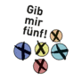 „Gib mir fünf!“ Grafik mit dem Slogan der Kampagne „Gib mir fünf!“ und der Abbildung von fünf bunten Wahlkreuzen