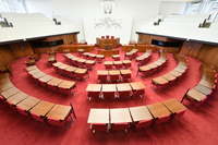 Der leere Plenarsaal der Bürgerschaft