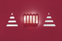 Das Haus der Bürgerschaft mit zwei Tannenbäumen.