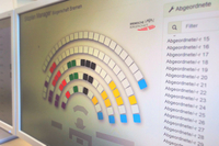 Foto eines Bildschirms, der eine Software zum Erstellen eines Sitzplans